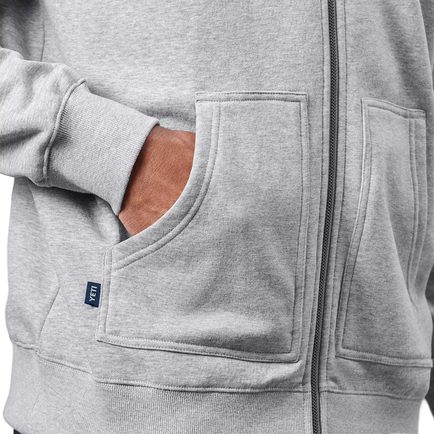 YETI Brushed Fleece Full Zip Hoodie Heather Grey