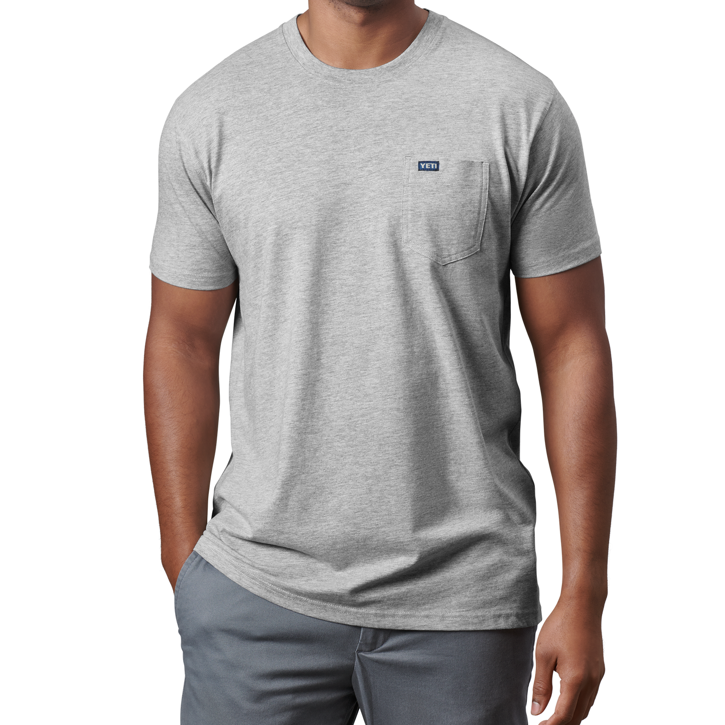 YETI Premium Pocket Short Sleeve T-Shirt Heather Grey