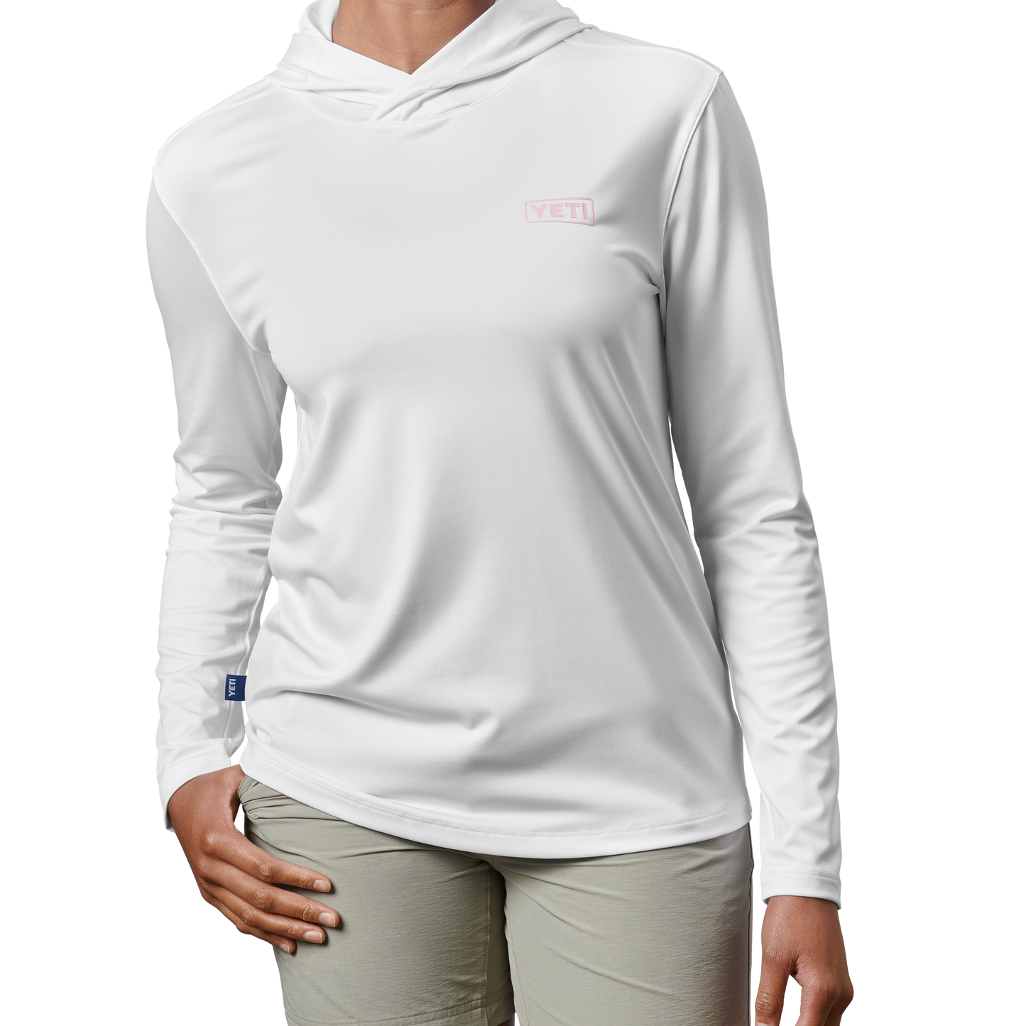 YETI Womens Logo Badge Long Sleeve Hooded Sunshirt White