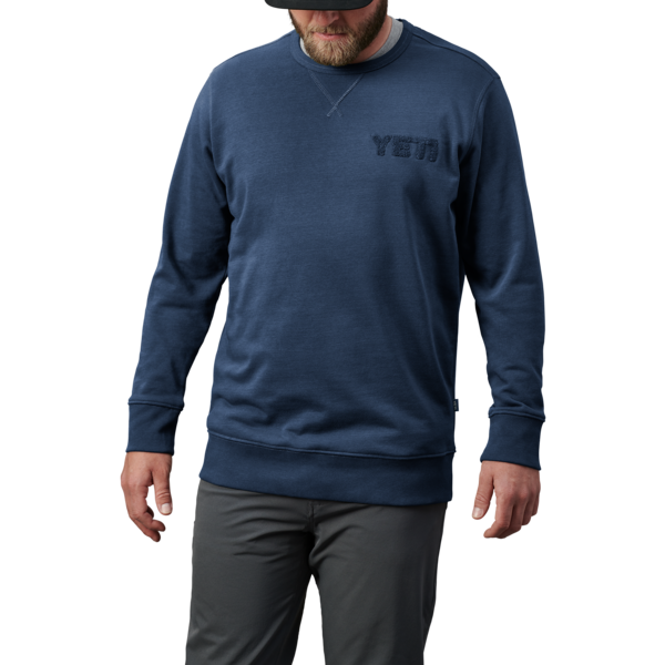YETI French Terry Crew Neck Pullover Navy