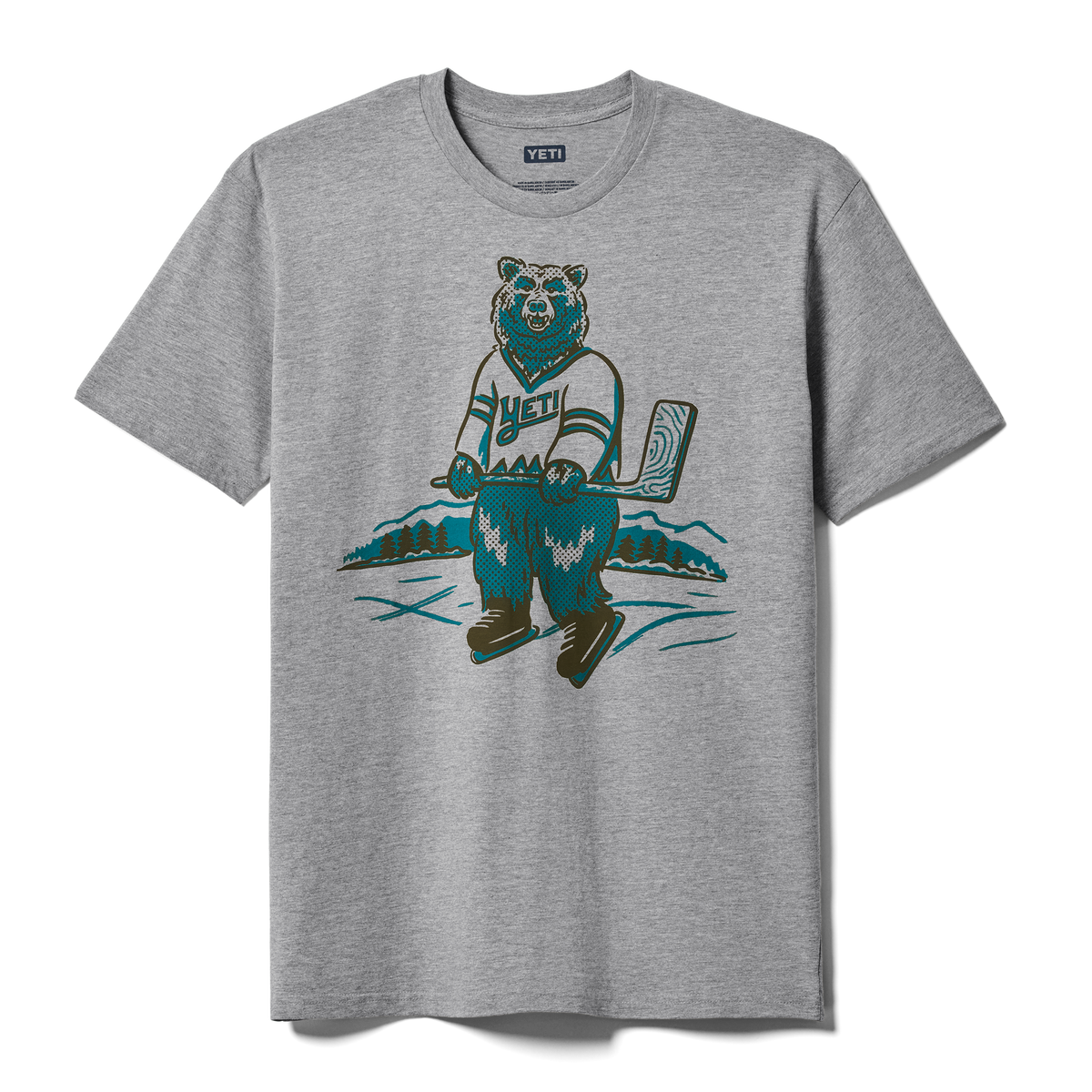 YETI Skating Bear Short Sleeve T-Shirt Grey