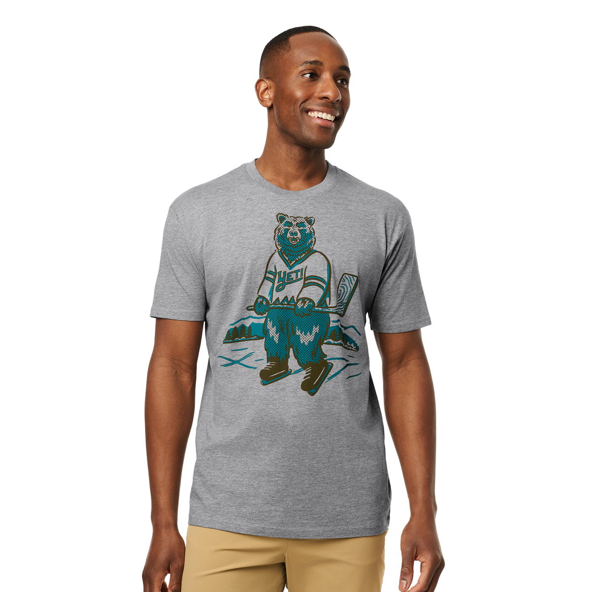 YETI Skating Bear Short Sleeve T-Shirt Grey