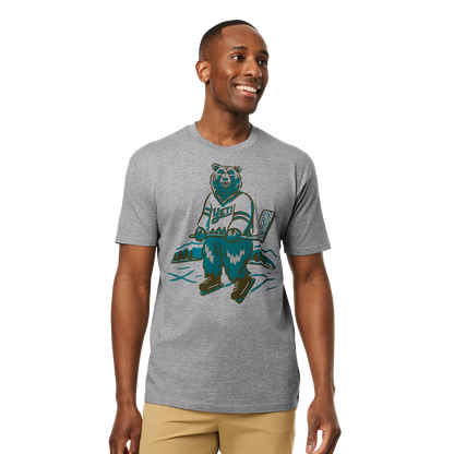 YETI Skating Bear Short Sleeve T-Shirt Grey