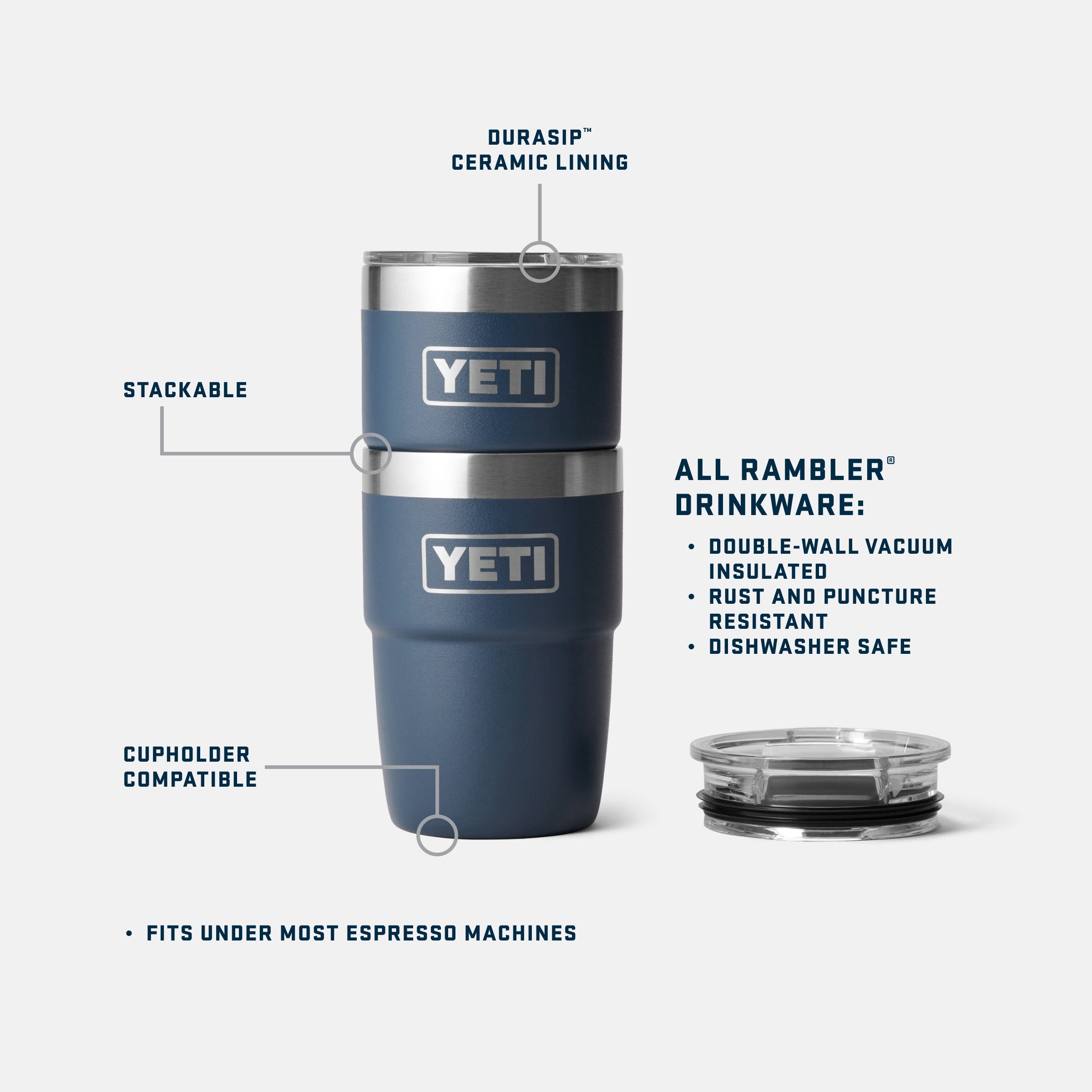 YETI Rambler® 8 oz (236 ml) Stackable Cup Ceramic Navy – YETI UK
