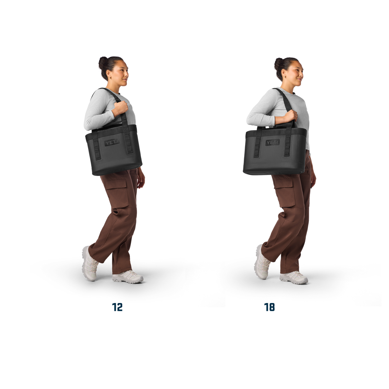YETI Camino Zip 12L and 18L size comparison