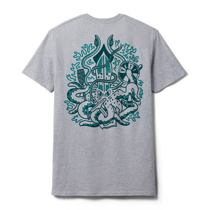 YETI Nautical Octopus Short Sleeve T-Shirt Grey