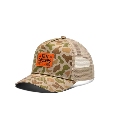 YETI COOLERS Flat Brim Rope Hat Camo Brown