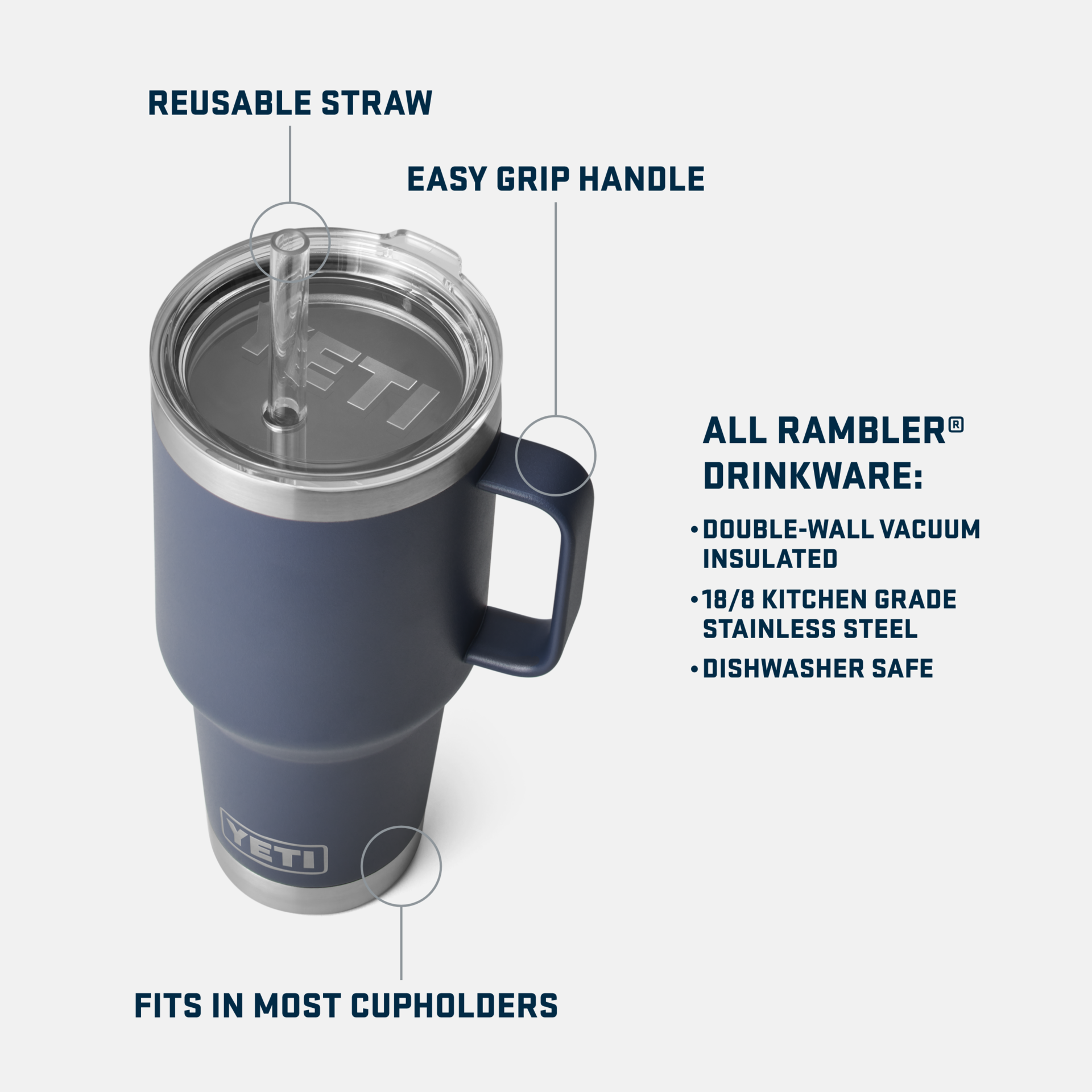 YETI Rambler® 35 oz (994 ml) Straw Mug White