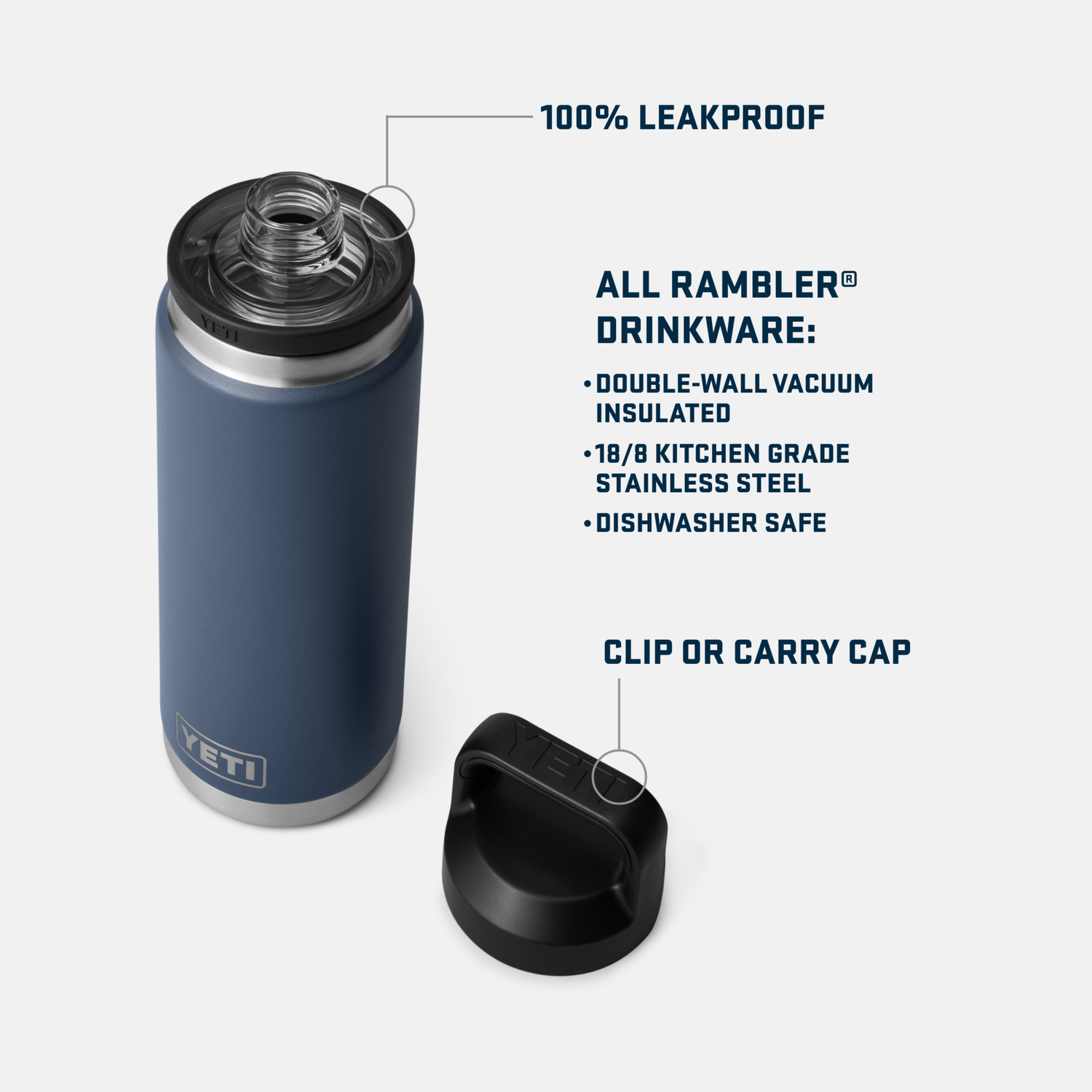 YETI Rambler® 26 oz (760 ml) Bottle With Chug Cap Charcoal