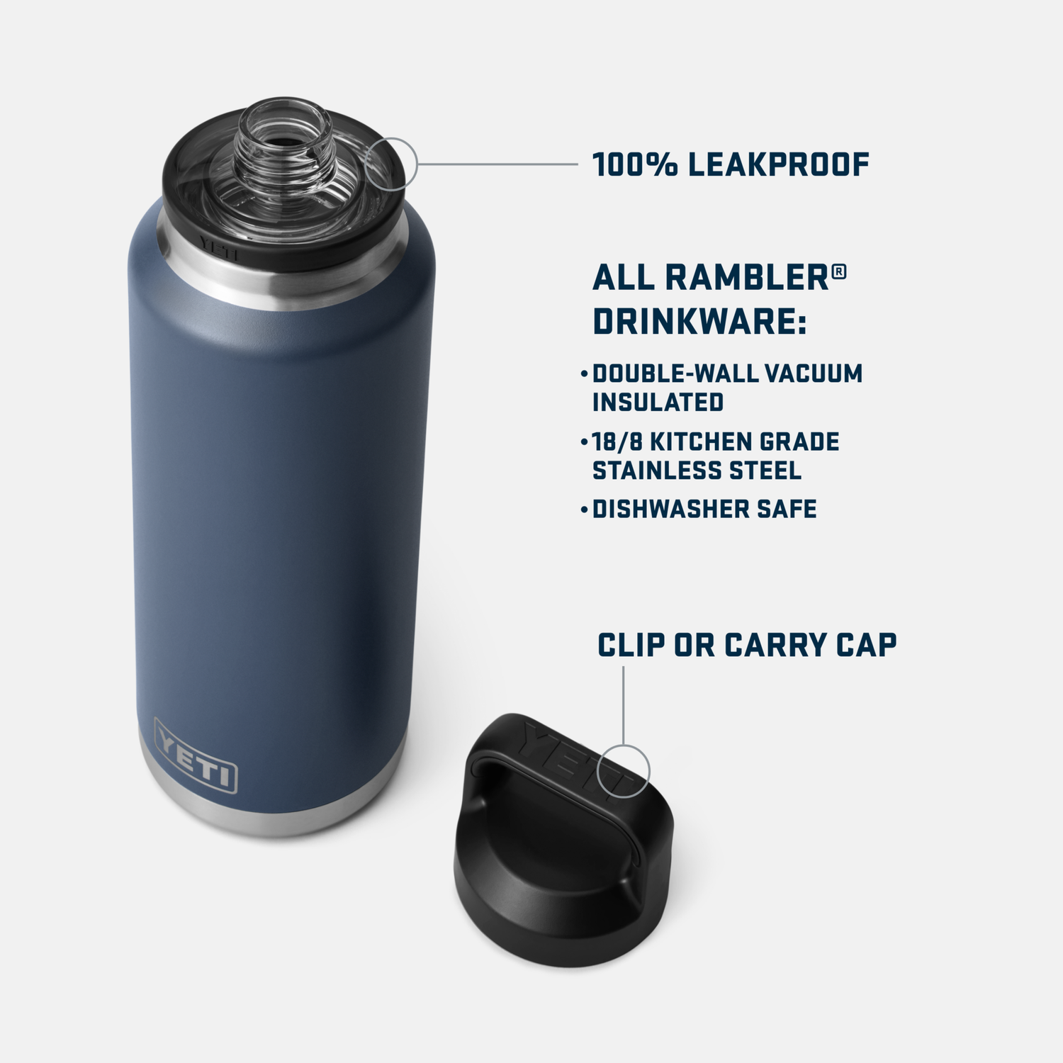 YETI Rambler® 46 oz (1.4 L) Bottle With Chug Cap Navy