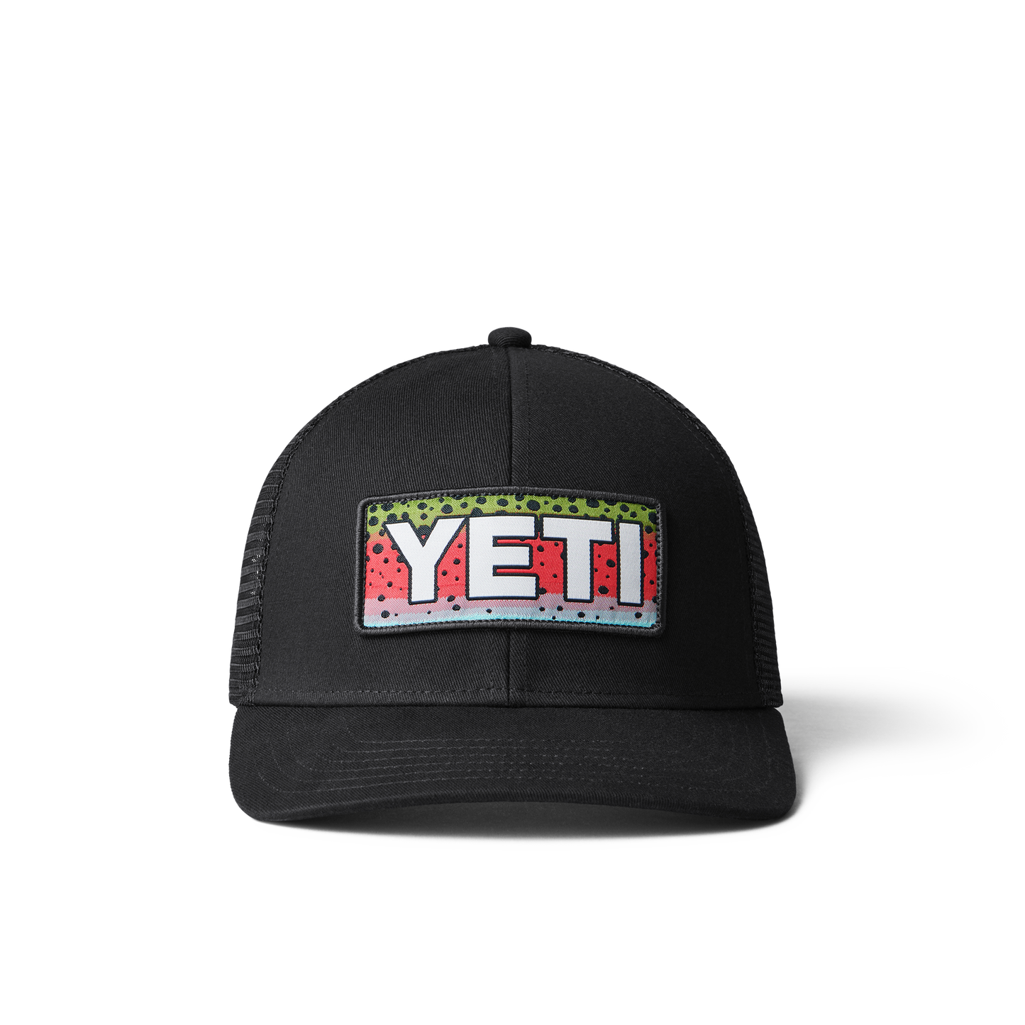 YETI Rainbow Trout Logo Badge Trucker Hat Black