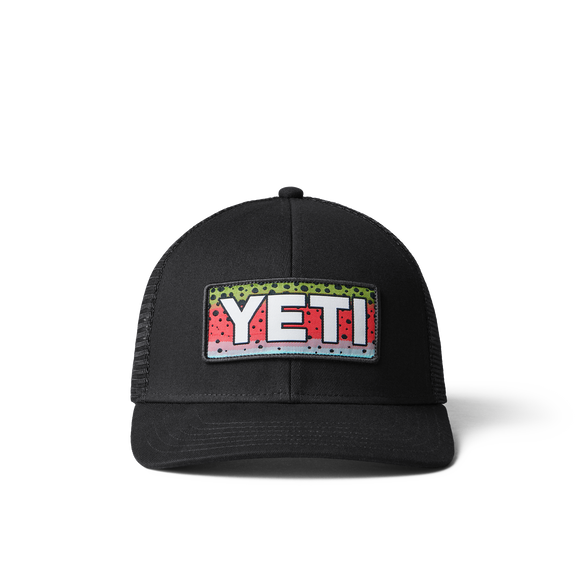 YETI Rainbow Trout Logo Badge Trucker Hat Black