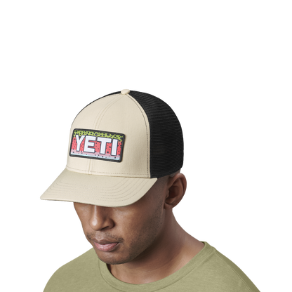 YETI Rainbow Trout Logo Badge Trucker Hat Cream
