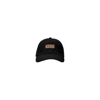 YETI Logo Leather Logo Baseball Hat Black