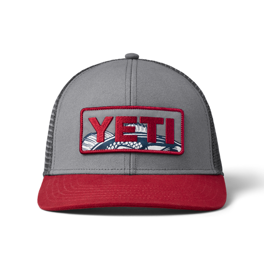 YETI Bass Badge Trucker Hat Grey Rust