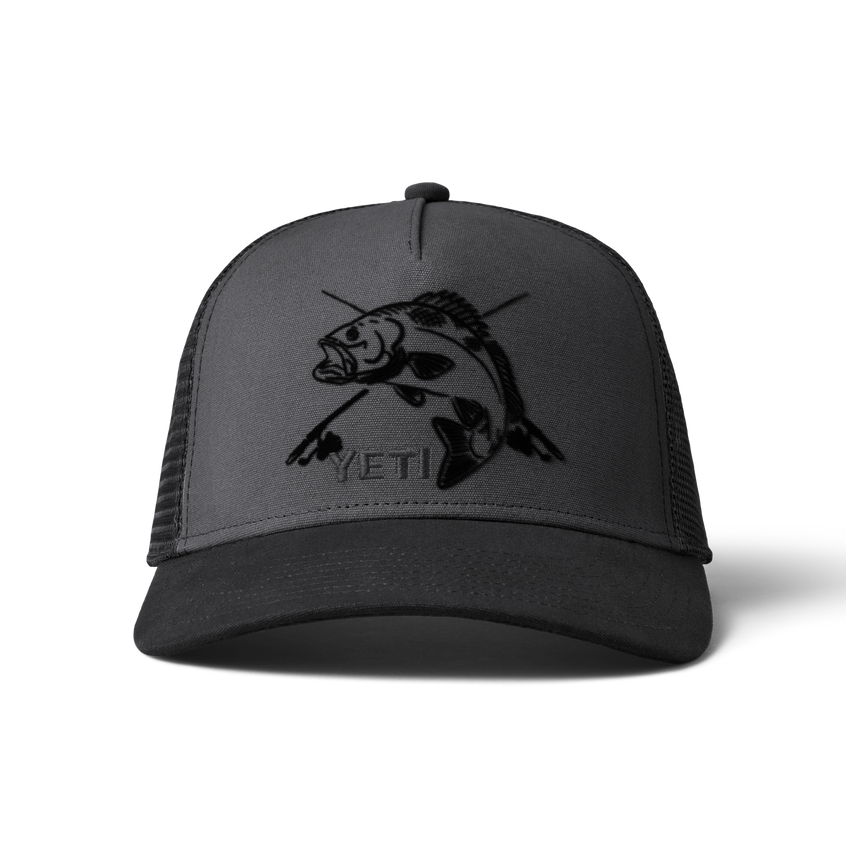 YETI Fishing Bass Trucker Hat Dark Grey/Black