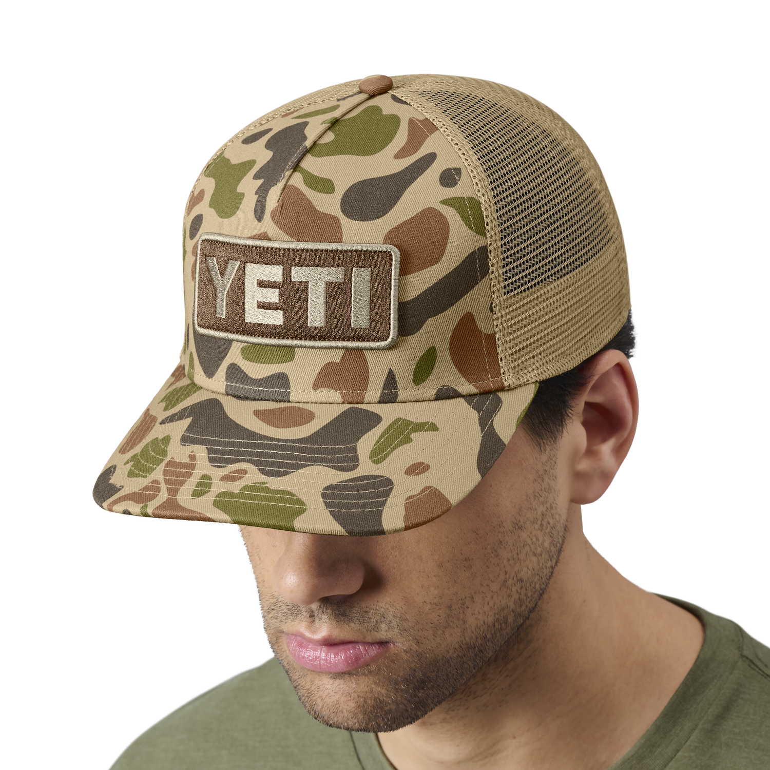 YETI Logo Full Camo Trucker Hat Brown Camo