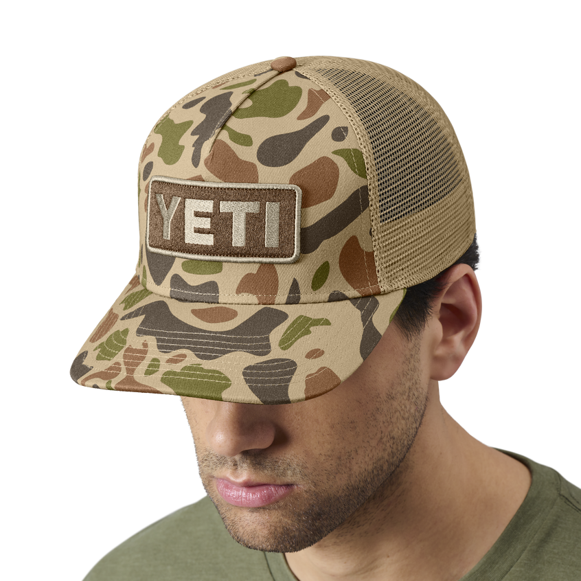 YETI Logo Full Camo Trucker Hat Brown/Camo