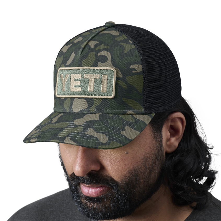 YETI Logo Full Camo Trucker Hat Green Camo