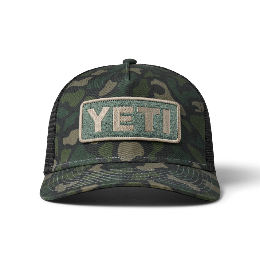 YETI Logo Full Camo Trucker Hat Green Camo