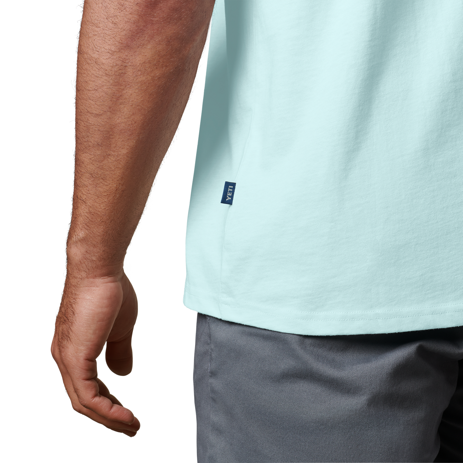 YETI Logo Badge Premium Short Sleeve T-Shirt Light Blue