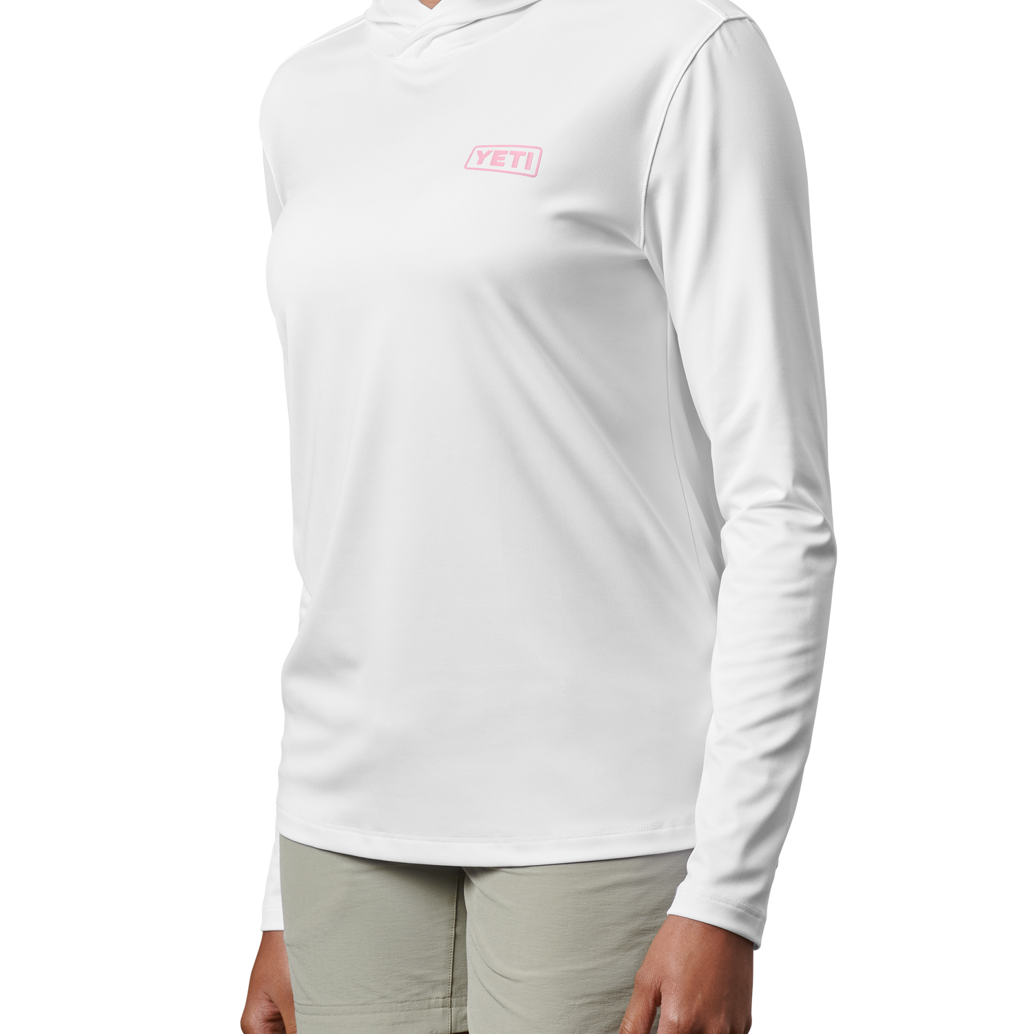 YETI Womens Logo Badge Long Sleeve Hooded Sunshirt White