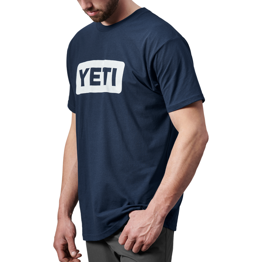 YETI Logo Badge Premium Short Sleeve T-Shirt Navy/White